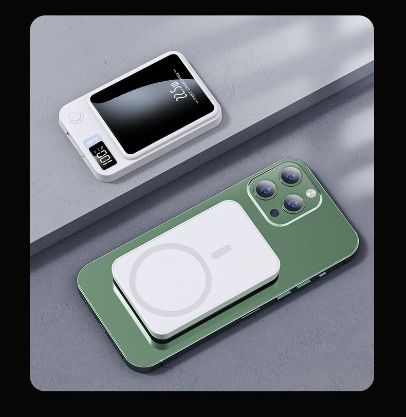 Magnetic Power Bank 10000mAh - Portable White Charger