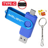 128GB USB Type-C Flash Drive with Keychain - Red & Blue