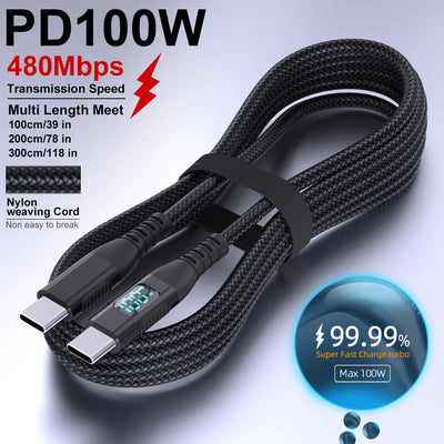 Fast Charging USB-C Nylon Braided Cable 1M-3M