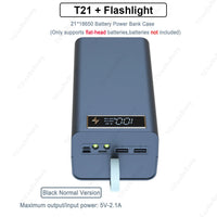 T21 21x18650 Battery Storage Box with Dual USB Power Bank
