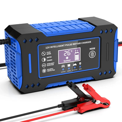 12V 6A Intelligent Car & Motorcycle Battery Charger with LCD