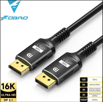 16K DP 2.1 DisplayPort Cable for Ultra HD Gaming & Video