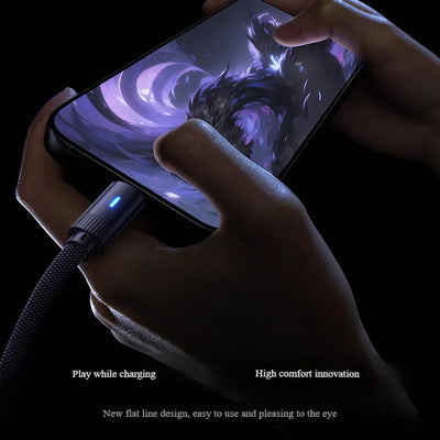 90° Dual Type-C Fast Charging Cable for iPhone & Android