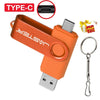 128GB USB Type-C Flash Drive with Keychain - Red & Blue