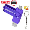 128GB USB Type-C Flash Drive with Keychain - Red & Blue