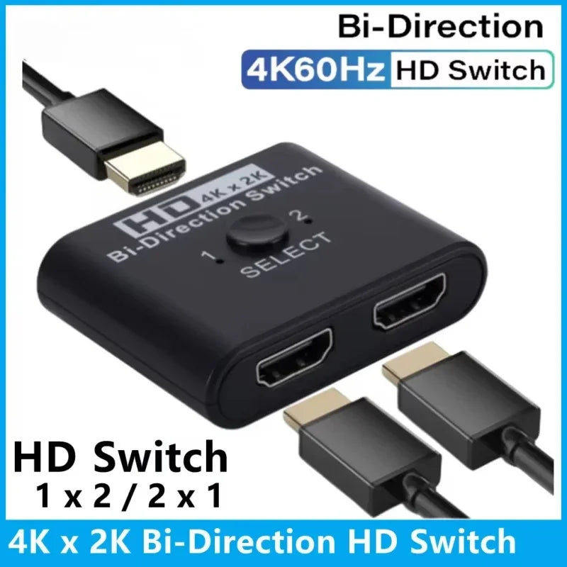 4K 60Hz Bi-Directional HDMI Switch 2x1 for PC & TV